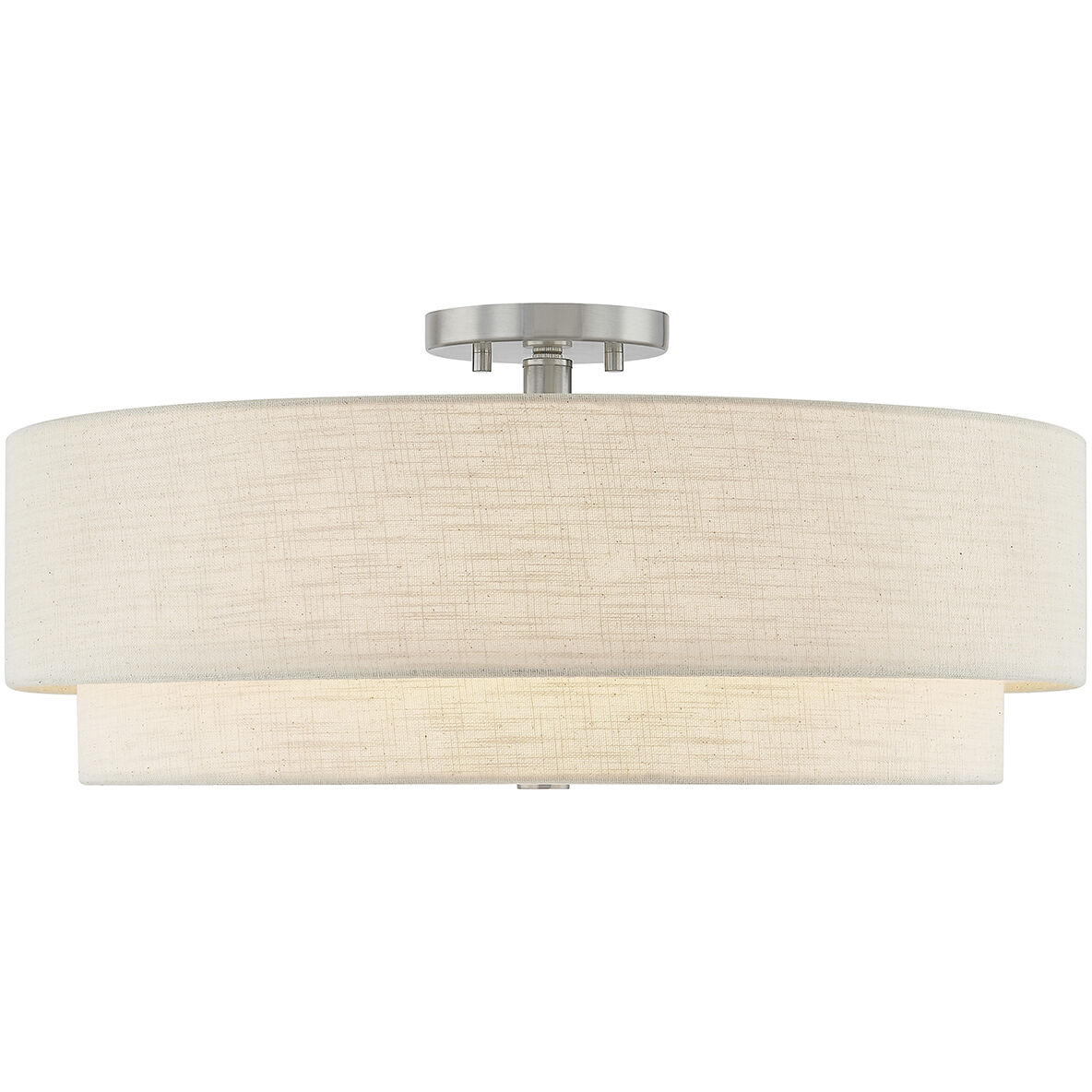 Textile Collection 5 Light 22 inch Brushed Nickel Semi Flush Ceiling Light in Cream (CandleAria), Classic Family