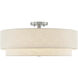 Textile Collection 5 Light 22 inch Brushed Nickel Semi Flush Ceiling Light in Cream (CandleAria), Classic Family