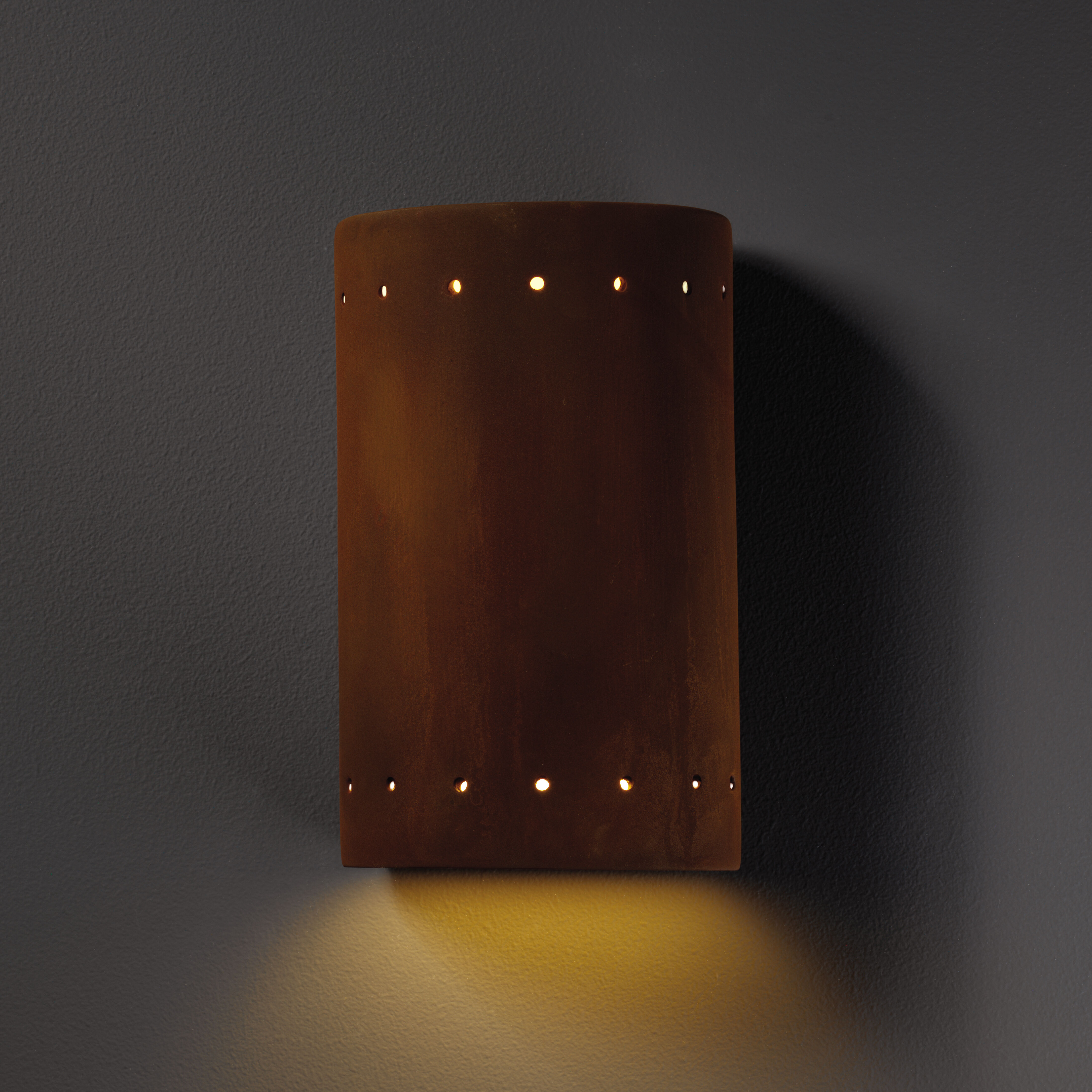 Ambiance Cylinder LED 9.5 inch Real Rust Outdoor Wall Sconce, Small