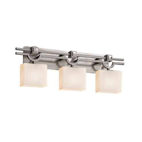 Fusion 3 Light 29 inch Brushed Nickel Vanity Light Wall Light in Square with Flat Rim, Incandescent, Caramel Fusion
