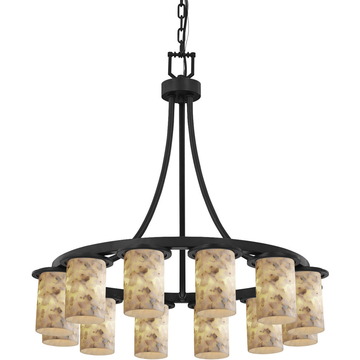 Alabaster Rocks LED 28 inch Matte Black Chandelier Ceiling Light