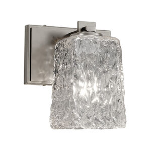 Veneto Luce LED 7 inch Brushed Nickel Wall Sconce Wall Light in 700 Lm LED, Clear Textured (Veneto Luce), Square with Rippled Rim