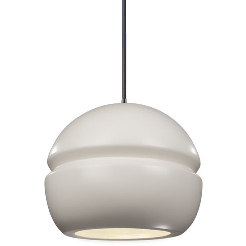 Radiance Collection 1 Light 8 inch Brushed Nickel and Matte White and Black Pendant Ceiling Light