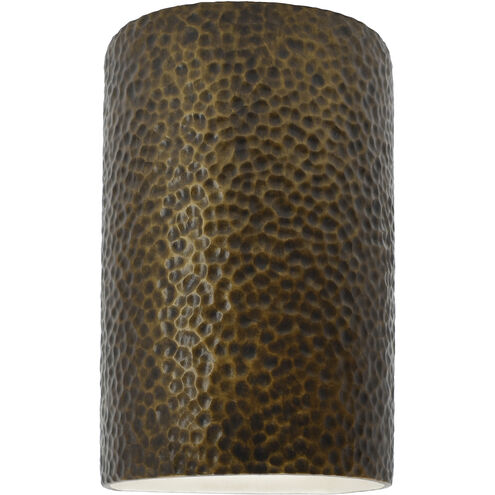 Ambiance Cylinder LED 5.75 inch Hammered Polished Brass ADA Wall Sconce Wall Light, Small