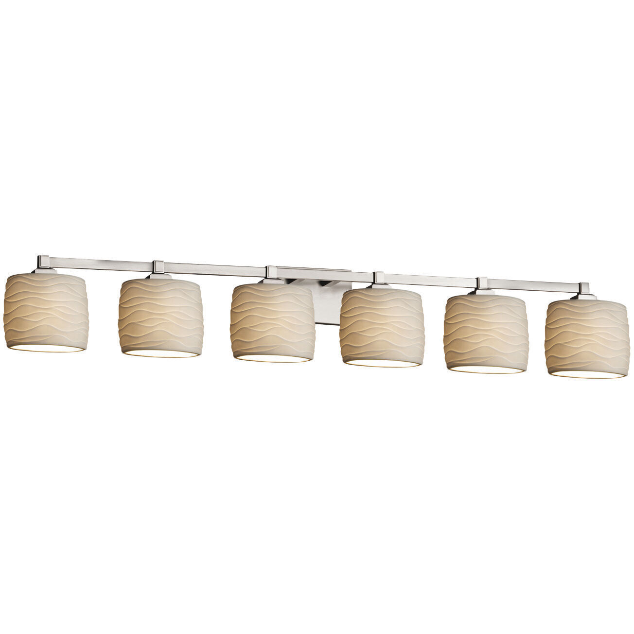 Limoges 6 Light 49 inch Matte Black Vanity Light Wall Light in Bamboo Cylinder with Flat Rim Incandescent