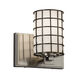 Wire Glass 7 inch Polished Chrome Wall Sconce Wall Light in Swirl with Clear Bubbles, Cylinder with Flat Rim, Incandescent, Era