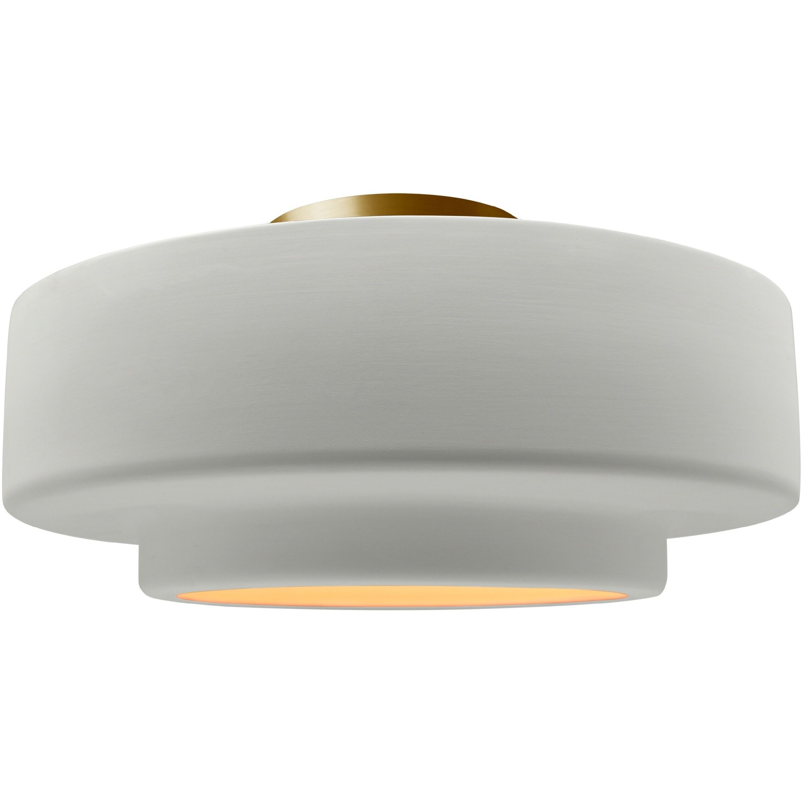 Radiance Collection - Tier 1 Light 14.5 inch Matte White and Champagne Gold and Brushed Brass Semi-Flush Ceiling Light in Replaceable Bulb, Matte White/Champagne Gold, 14.5W x 7.25H, Form+Finish+Function