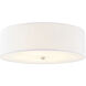 Textile Collection 5 Light 24 inch Brushed Nickel Flush Mount Ceiling Light in White, Classic Family