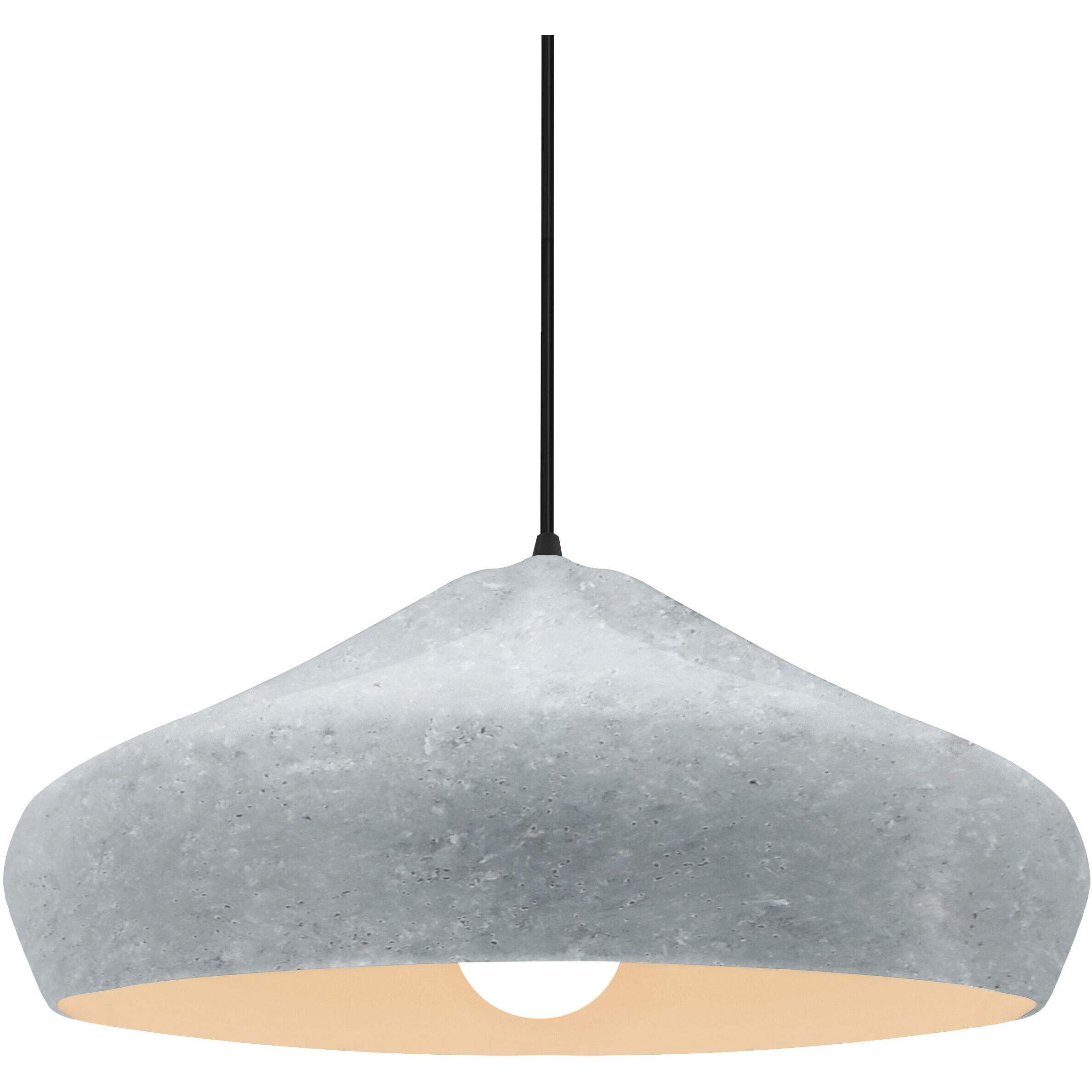 Radiance Collection - Crease Pendant Ceiling Light in Matte Black, Black Cord, Replaceable Bulb, Concrete, 15.25W x 6.5H, Form+Finish+Function
