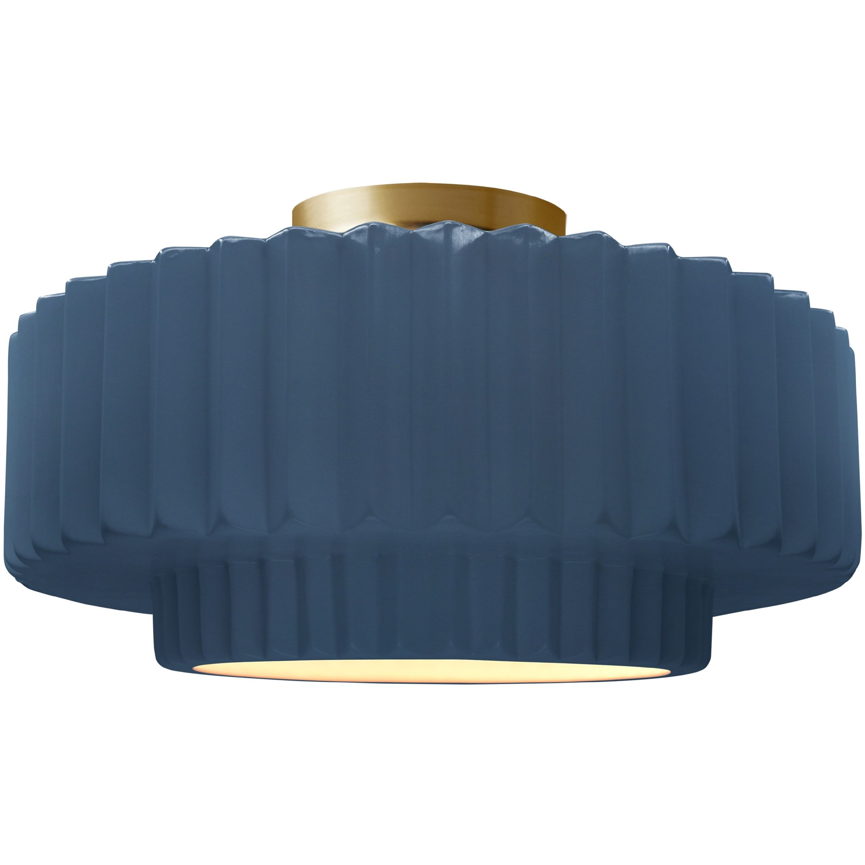 Radiance Collection - Pleated Tier LED 16.5 inch Midnight Sky and Matte White and Brushed Brass Semi-Flush Ceiling Light in Dedicated LED, Midnight Sky/Matte White, 16.5W x 8H, Form+Finish+Function