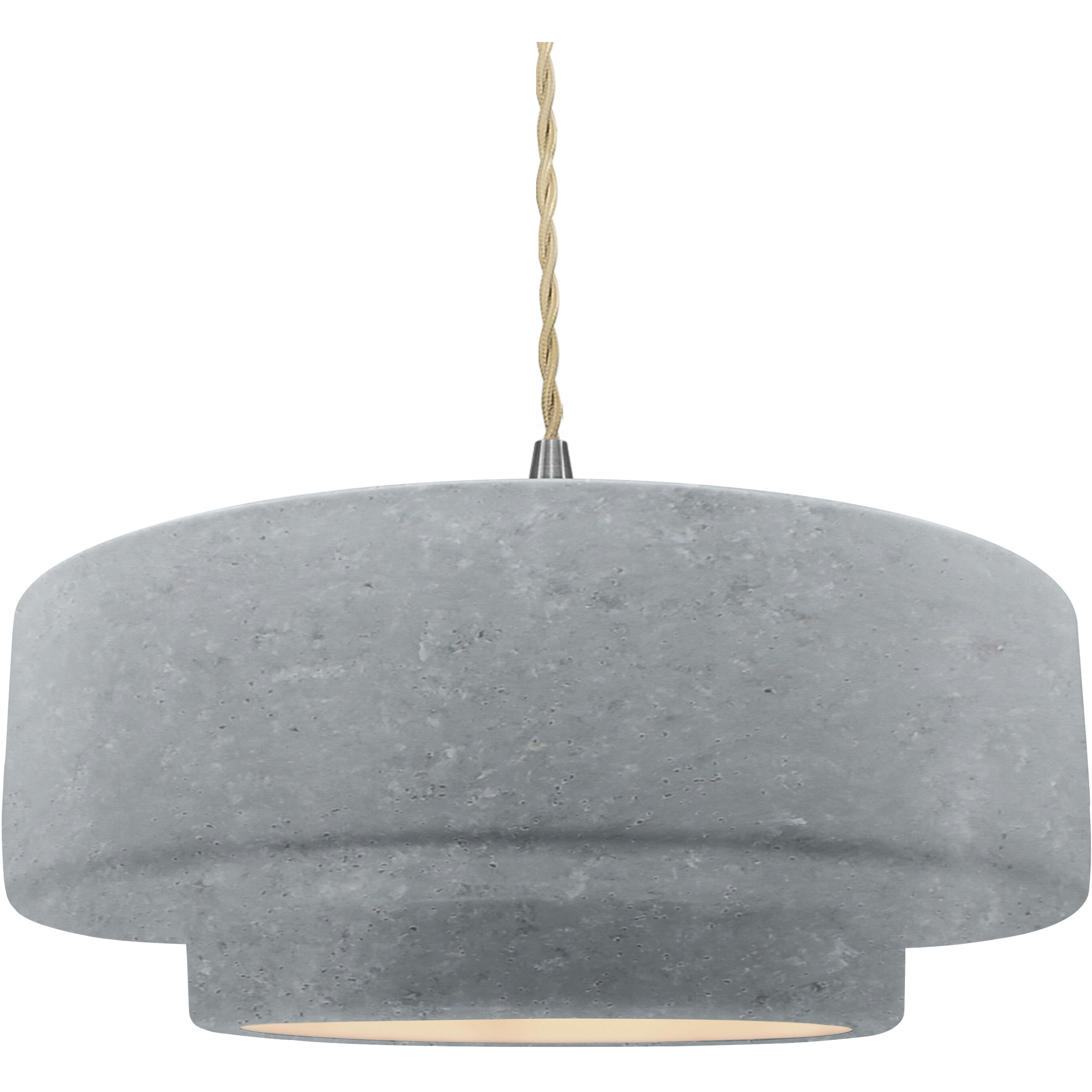 Radiance Collection - Tier Pendant Ceiling Light in Brushed Nickel, Dedicated LED, Beige Twist Cord, Concrete, 16.25W x 6H, Form+Finish+Function