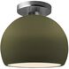 Radiance 1 Light 7 inch Matte Green and Brushed Nickel Semi Flush Ceiling Light