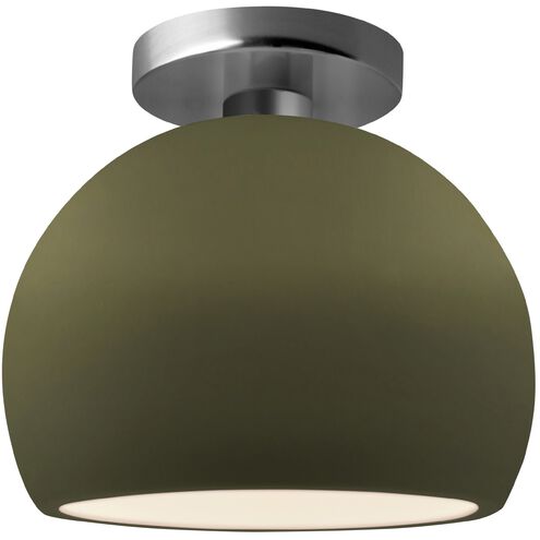 Radiance 1 Light 7 inch Matte Green and Brushed Nickel Semi Flush Ceiling Light