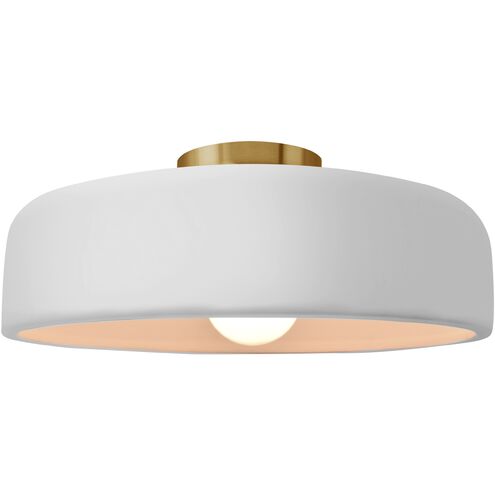Radiance 1 Light 16 inch Gloss White and Brushed Brass Semi Flush Ceiling Light