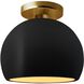 Radiance LED 7 inch Carbon Matte Black and Champagne Gold and Brushed Brass Semi Flush Ceiling Light