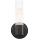 Fusion Collection - Rimini Family 1 Light 4.25 inch Matte Black and Clear Ribbed ADA Wall Sconce Wall Light, EVOLV