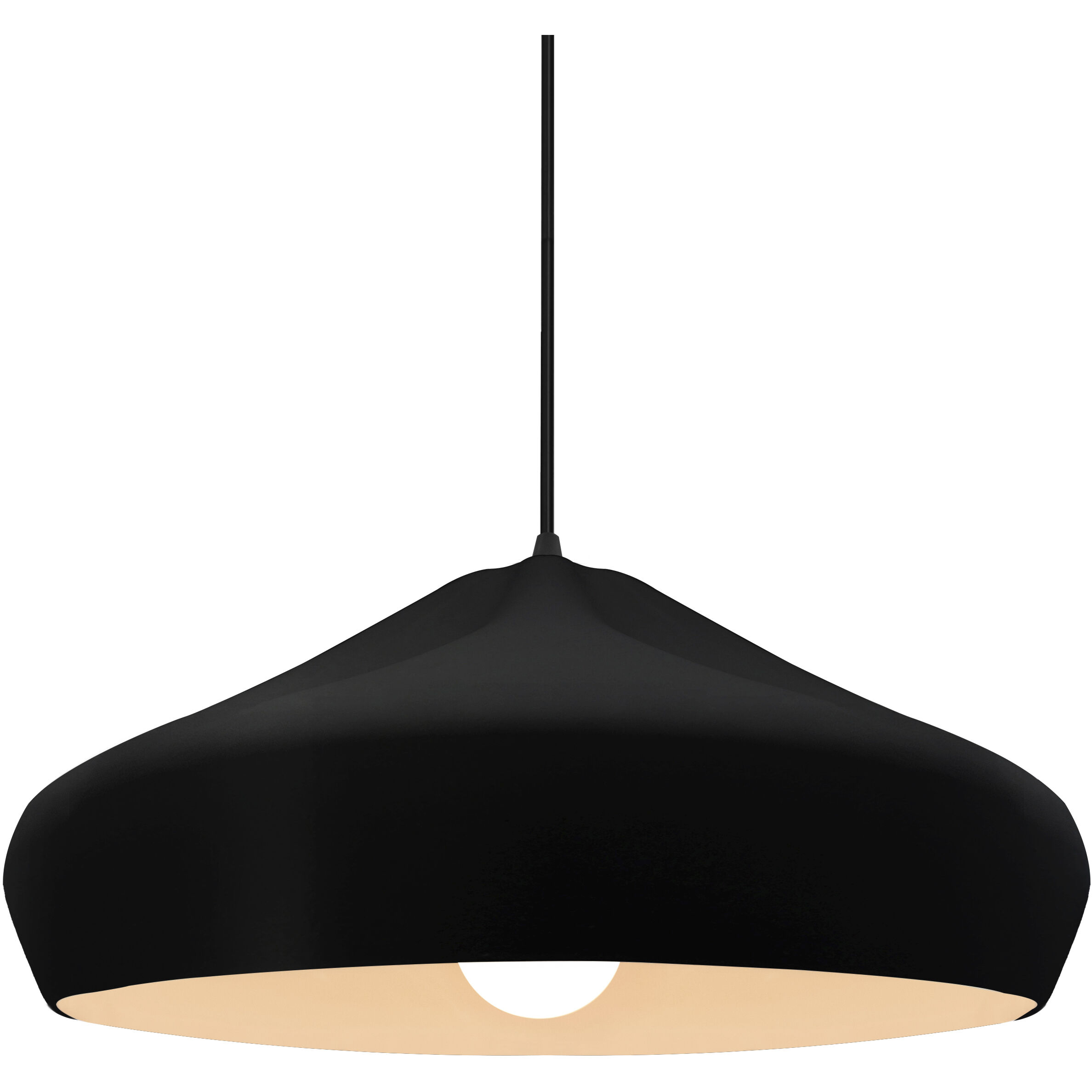Radiance Collection - Crease Pendant Ceiling Light in Matte Black, Black Cord, Replaceable Bulb, Carbon Matte Black/Champagne Gold, 15.25W x 6.5H, Form+Finish+Function