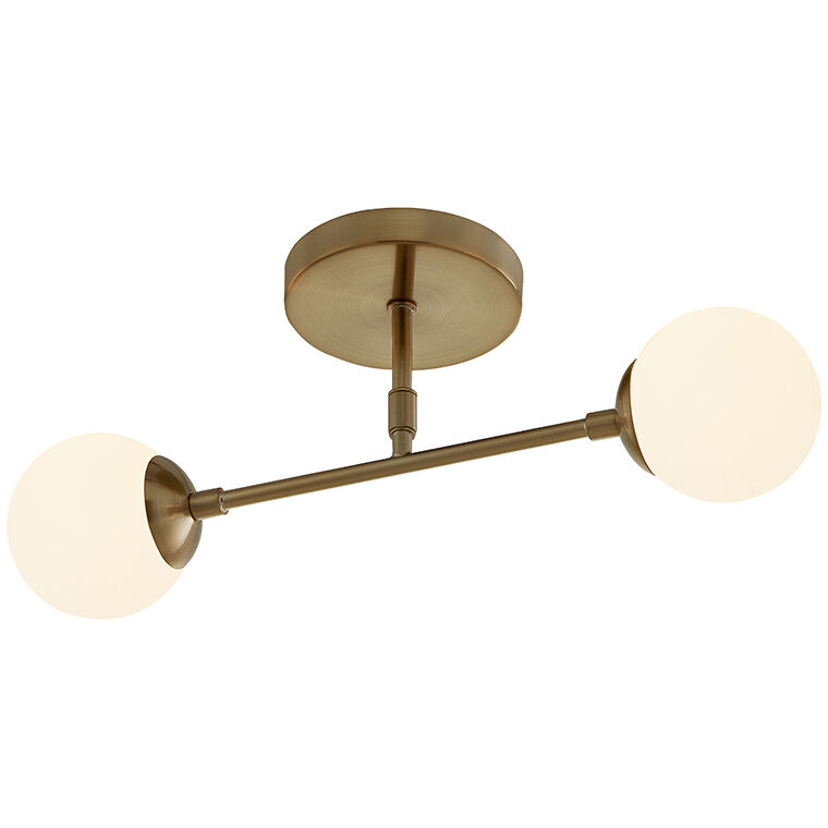 Fusion Collection - Noho Family 2 Light 16.5 inch Brushed Brass Semi-Flush Ceiling Light, EVOLV