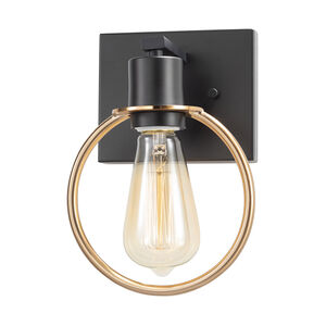 EVOLV 7 inch Matte Black with Brass Ring Wall Sconce Wall Light in Matte Black / Brass Ring