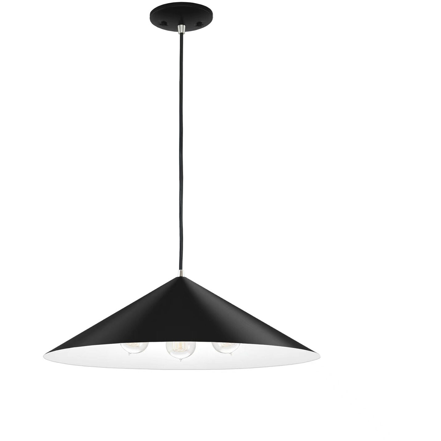 Conos Family 3 Light 24 inch Matte Black with White Interior Pendant Ceiling Light