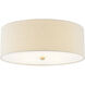 Textile Collection 4 Light 18 inch Brushed Brass Flush Mount Ceiling Light in Cream (CandleAria), Classic Family
