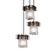 Metropolis 3 Light 7 inch Dark Bronze Pendant Ceiling Light in White Frosted (Veneto Luce), Square with Rippled Rim