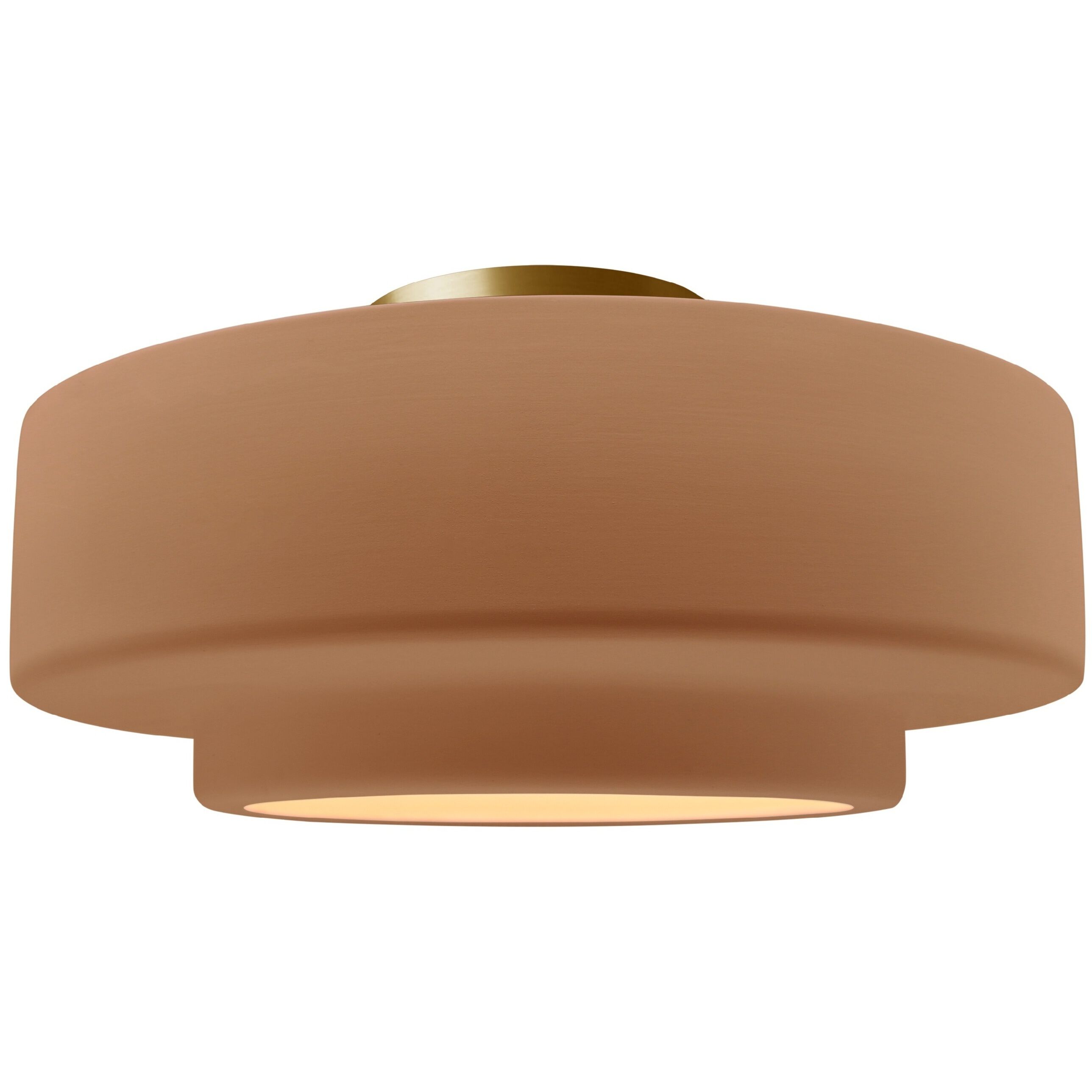 Radiance Collection - Tier LED 14.5 inch Adobe and Brushed Brass Semi-Flush Ceiling Light in Dedicated LED, 14.5W x 7.25H, Form+Finish+Function