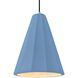 Radiance Collection - Fluted Pendant Ceiling Light in Polished Chrome, Dedicated LED, Black Cord, Sky Blue, 9W x 13H, Form+Finish+Function