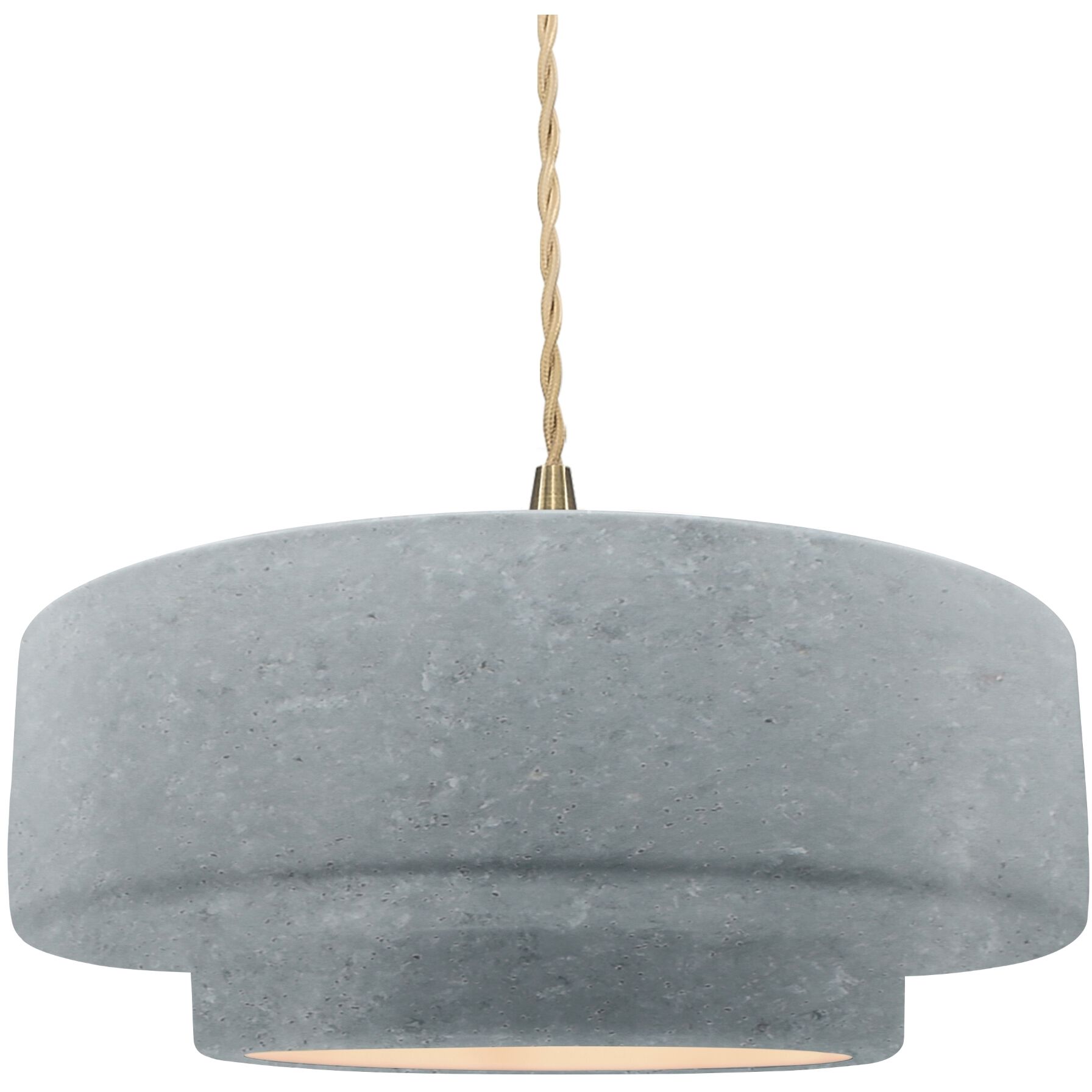 Radiance Collection - Tier Pendant Ceiling Light in Brushed Brass, Dedicated LED, Beige Twist Cord, Concrete, 14.5W x 5.25H, Form+Finish+Function