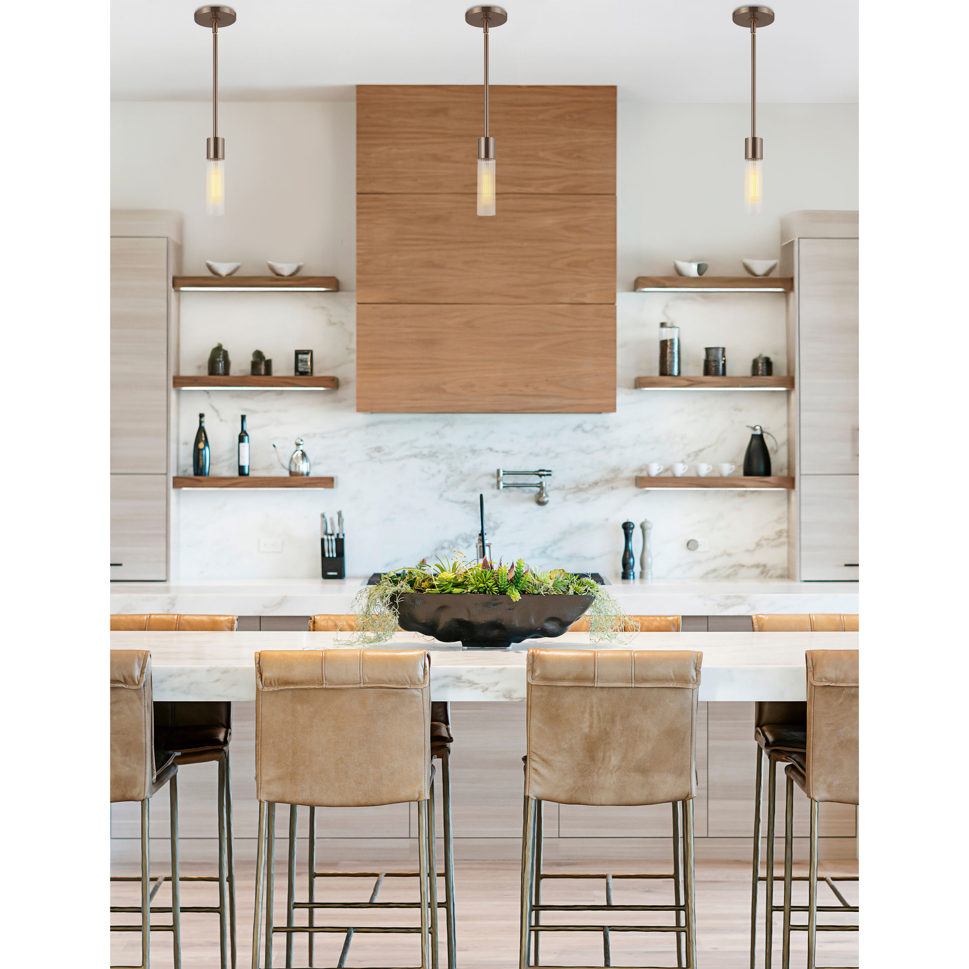 Fusion Collection - Rimini Family 1 Light 2 inch Brushed Brass Pendant Ceiling Light, EVOLV