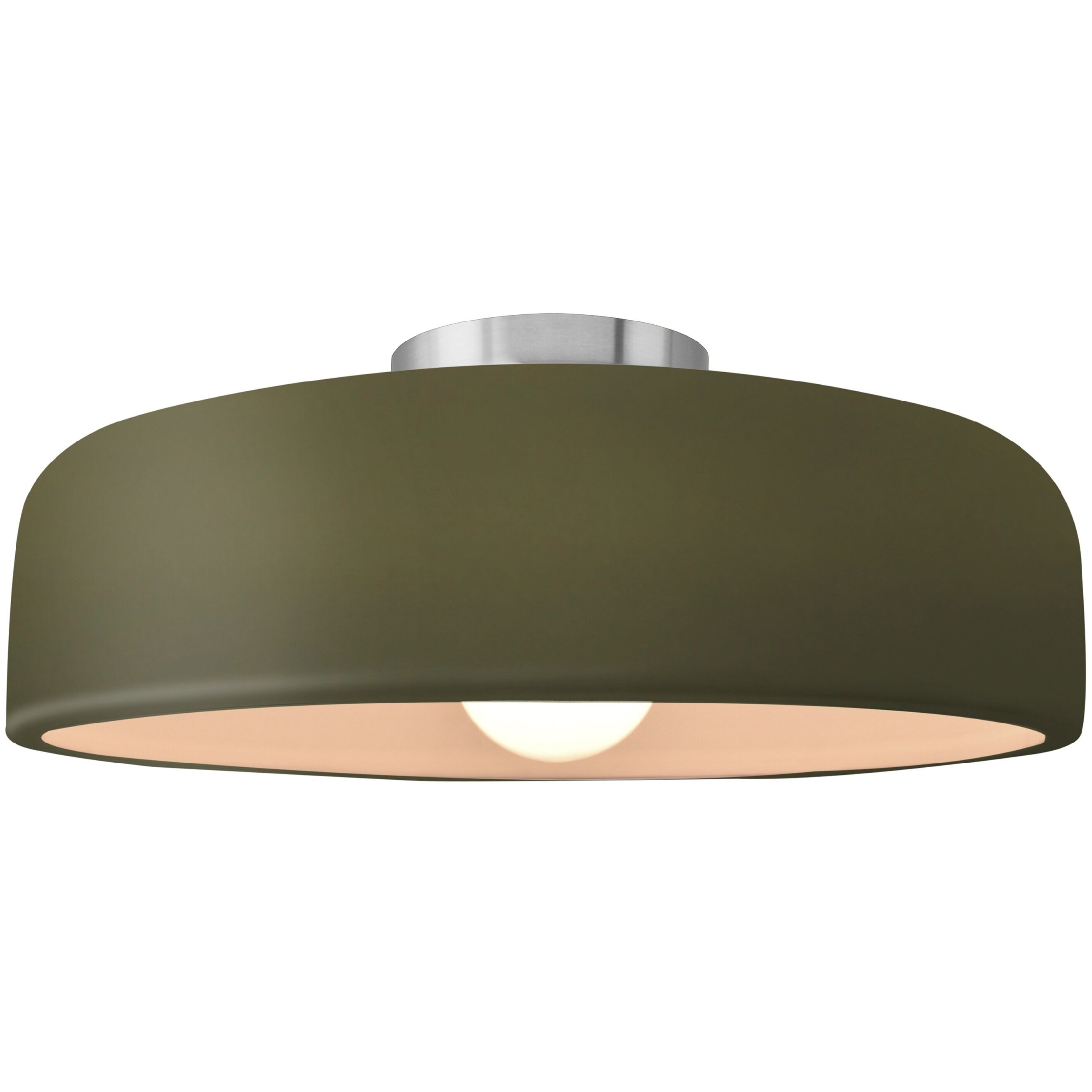 Radiance Collection - Spire LED 13 inch Matte Green and Brushed Nickel Semi-Flush Ceiling Light in Dedicated LED, 13W x 6H, Form+Finish+Function