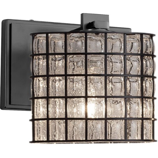 Wire Glass 7 inch Brushed Nickel ADA Wall Sconce Wall Light in Swirl with Clear Bubbles, Incandescent, Era