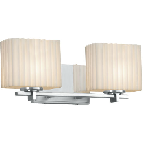 Porcelina 2 Light 15.5 inch Brushed Nickel Vanity Light Wall Light in Waterfall, Incandescent