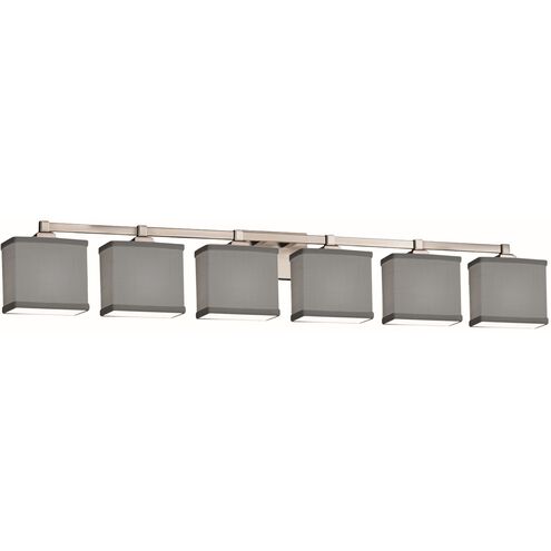 Textile 6 Light 50.5 inch Brushed Nickel Bath Bar Wall Light in Rectangle, Incandescent, Gray, Rectangle