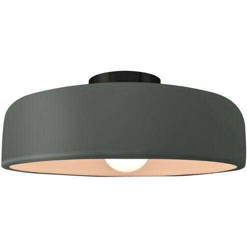 Radiance LED 13 inch Pewter Green and Matte Black Semi Flush Ceiling Light