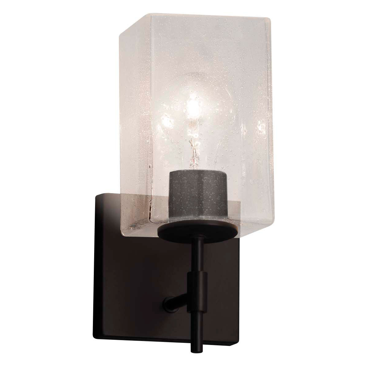 Fusion Wall Sconce Wall Light in 700 Lm LED, Dark Bronze, Square with Flat Rim, Weave Fusion