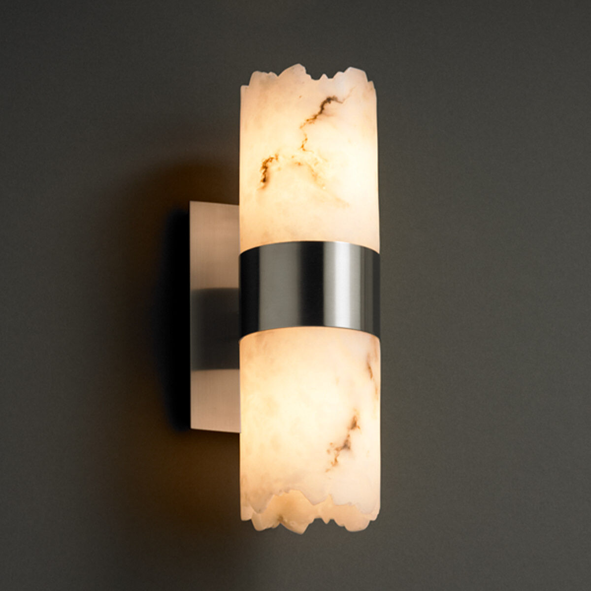 Lumenaria Wall Sconce Wall Light in Brushed Nickel, Cylinder with Flat Rim, Incandescent