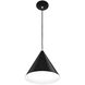 Conos Family 1 Light 14 inch Matte Black with White Interior Pendant Ceiling Light