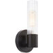 Fusion Collection - Rimini Family 1 Light 4.25 inch Matte Black and Clear Ribbed ADA Wall Sconce Wall Light, EVOLV