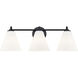 Fusion Collection - Pavia Family 3 Light 24.75 inch Matte Black and Opal Bath Bar Wall Light, EVOLV