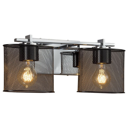 Wire Mesh 2 Light 16.5 inch Matte Black Bath/Vanity Wall Light in Oval