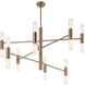 Fusion Collection - Rimini Family 16 Light 45 inch Brushed Brass and Clear Ribbed Chandelier Ceiling Light in 45" D x 45" W x 26.25" H, EVOLV