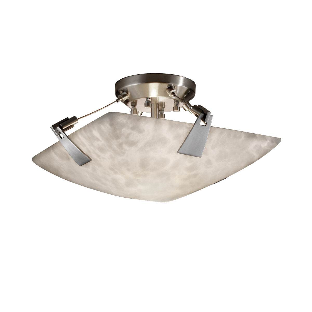 Clouds LED 16 inch Brushed Nickel Semi-Flush Ceiling Light in Round Bowl, 2000 Lm LED, Tapered Clips