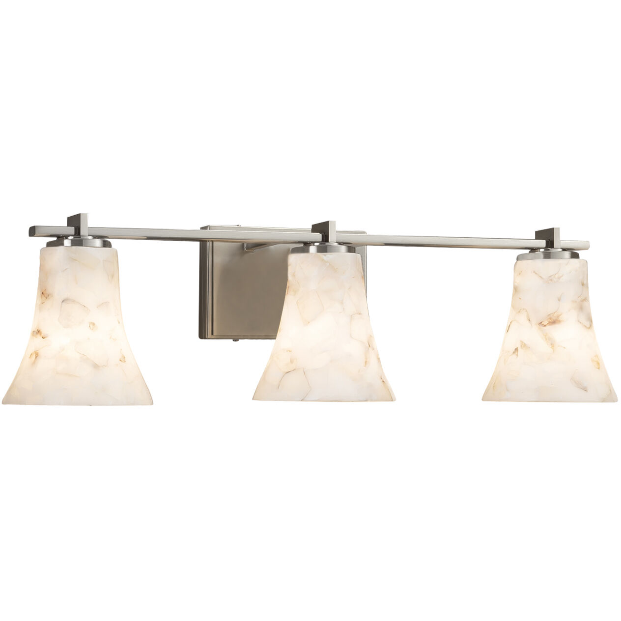 Alabaster Rocks 3 Light 26 inch Brushed Nickel Vanity Light Wall Light in LED, Round Flared