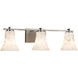 Alabaster Rocks 3 Light 26 inch Brushed Nickel Vanity Light Wall Light in LED, Round Flared