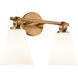 Fusion Collection - Bolzano Family 2 Light 16 inch Brushed Brass and Opal Bath Bar Wall Light, EVOLV