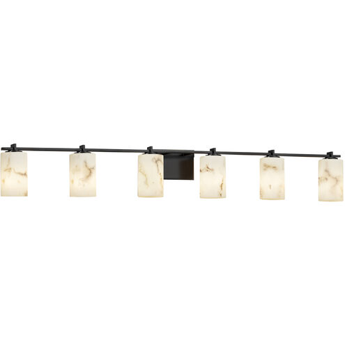 Lumenaria 6 Light 54 inch Matte Black Bath Bar Wall Light in Cylinder with Flat Rim, Incandescent