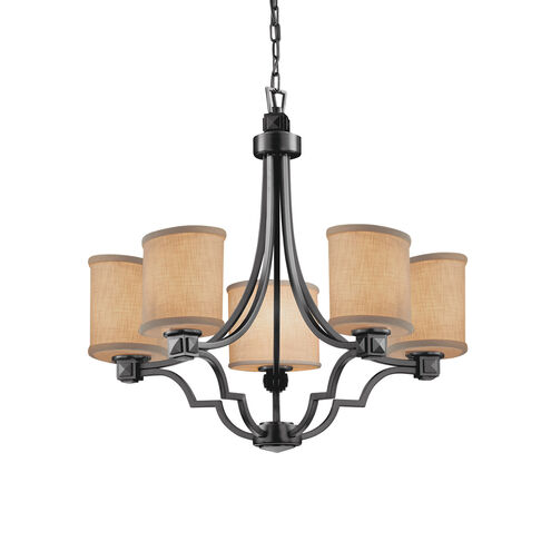 Textile LED 28 inch Brushed Nickel Chandelier Ceiling Light in 3500 Lm LED, White, Oval