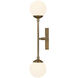 Fusion Collection - Noho Family 2 Light 4.5 inch Brushed Brass and Etched Opal Semi-Flush Ceiling Light in 4" D x 4.5" W x 16.5" H, EVOLV