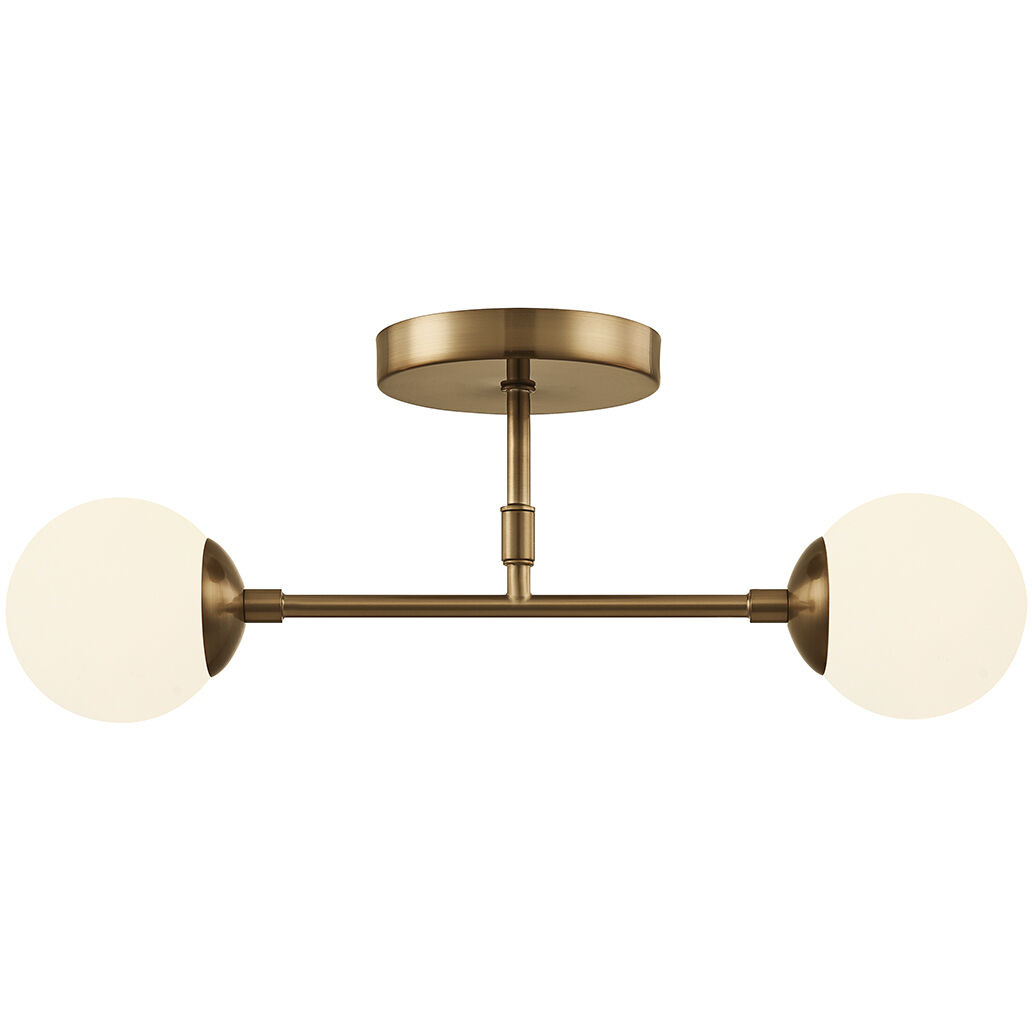 Fusion Collection - Noho Family 2 Light 16.5 inch Brushed Brass Semi-Flush Ceiling Light, EVOLV